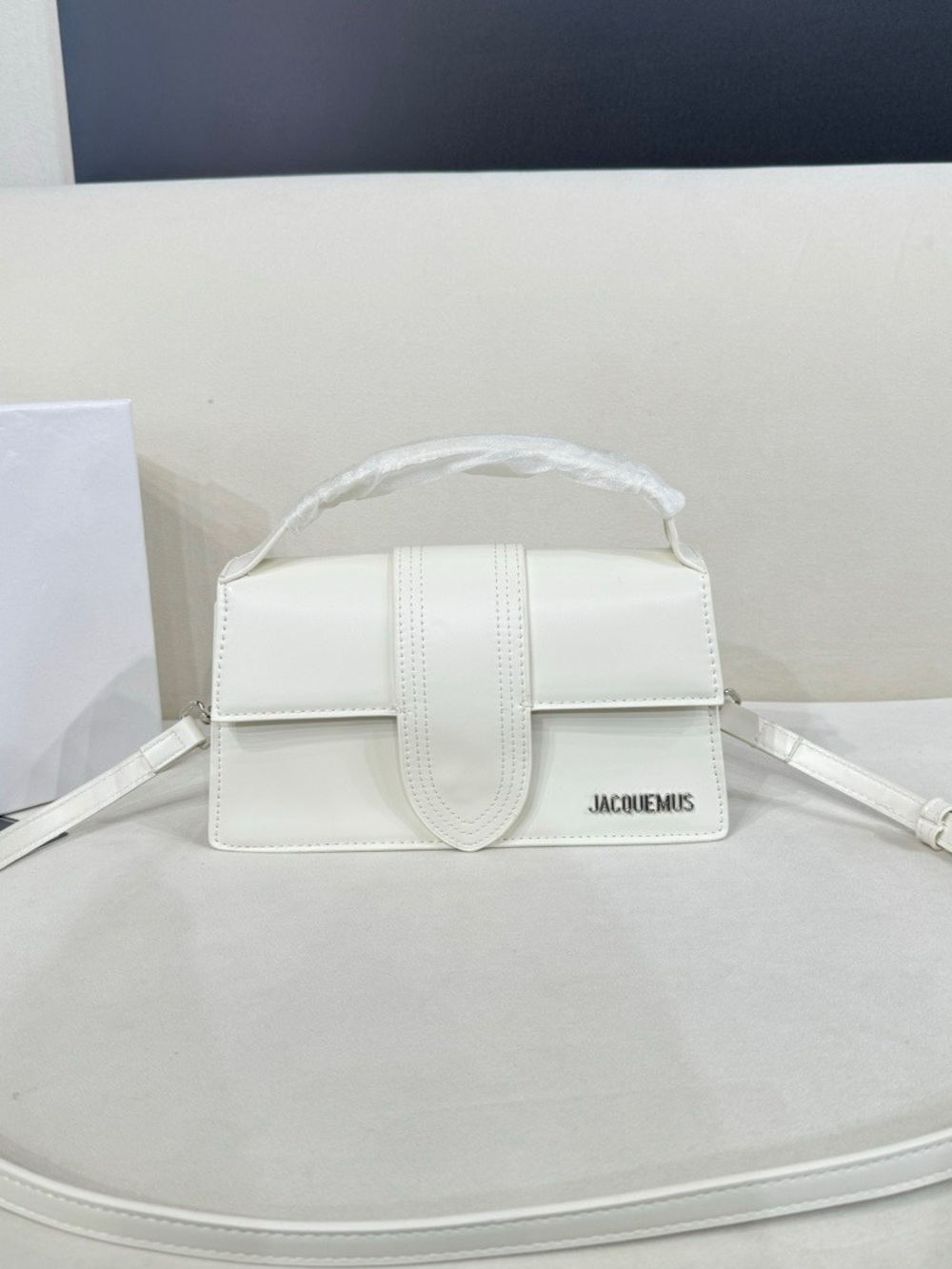 Jacquemus Cream-White Mini Top-Handle Crossbody Bag